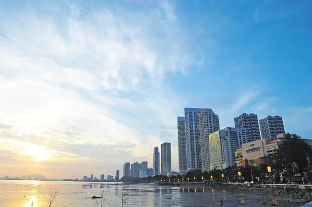 Penang waterfront at sunset