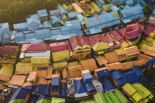 Colourful houses of Malang seen from above
